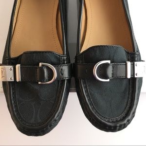 Coach Black Flores Signature Loafers. L 9.5; R 9